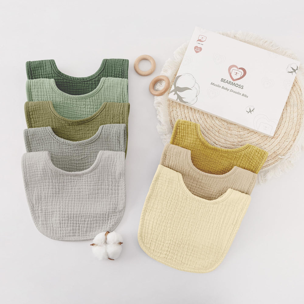 Bearmoss adjustable bibs fit newborn to toddler stages with secure snaps and soft edges
