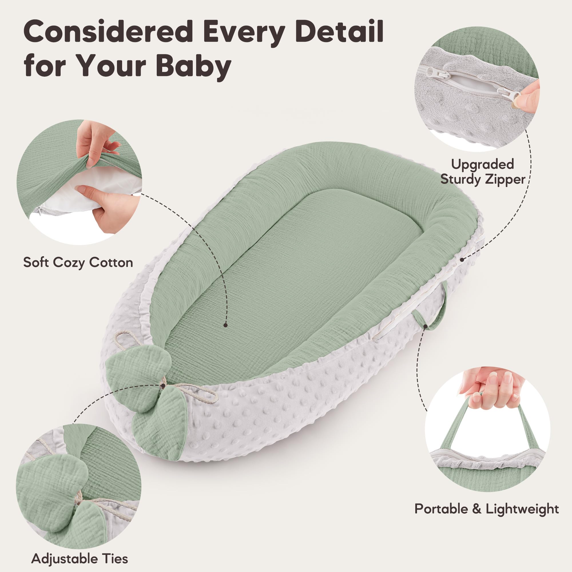 Bearmoss infant lounger compact fold shows easy portability for on-the-go parents.