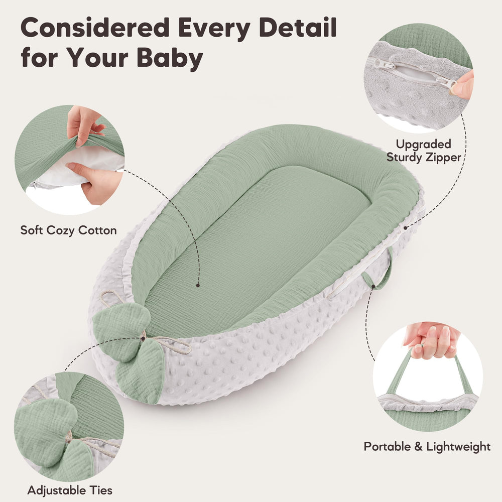 Bearmoss infant lounger compact fold shows easy portability for on-the-go parents.