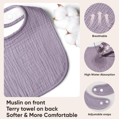 Bearmoss muslin baby bibs closeup shows absorbent fabric and soft cotton.