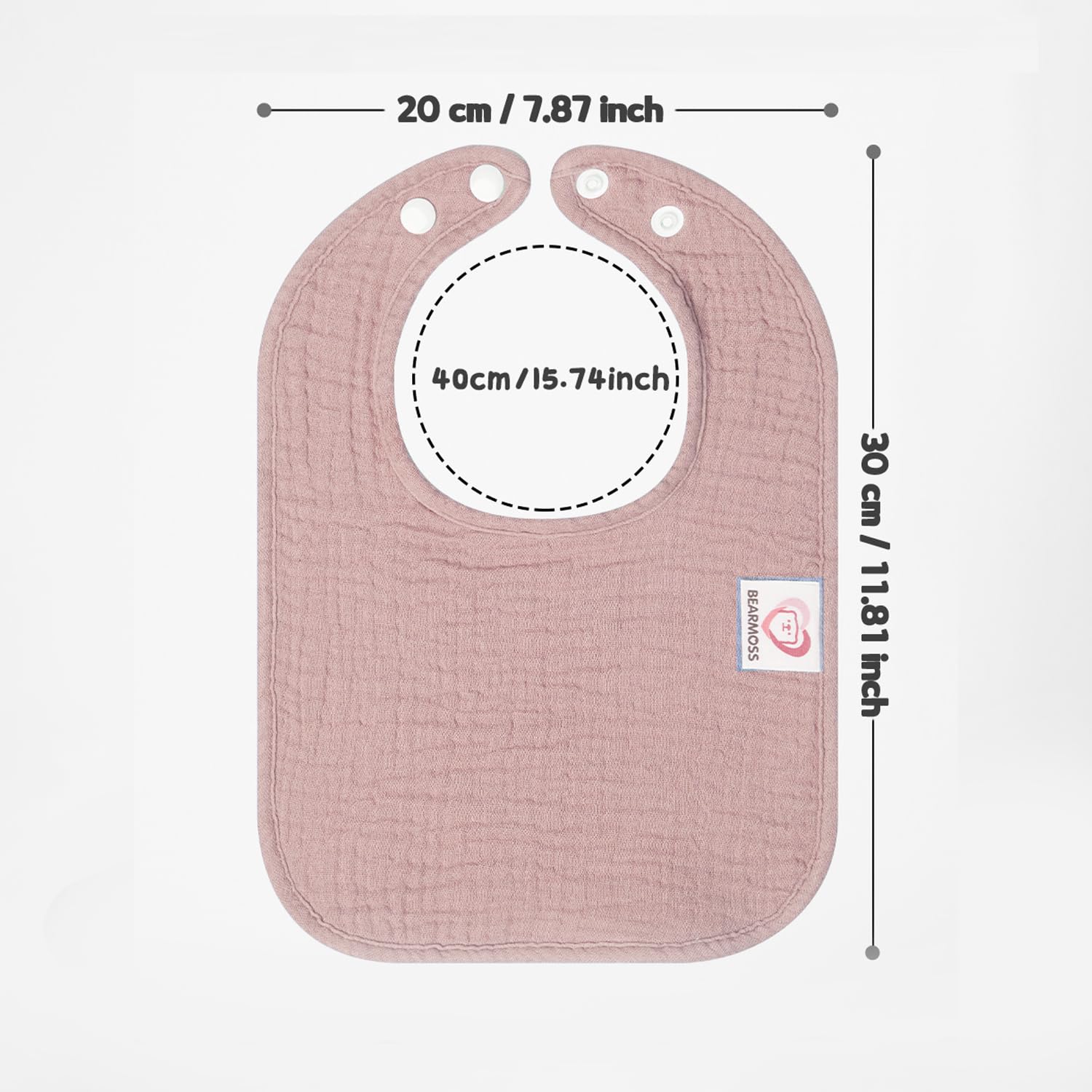 Bearmoss muslin baby bibs machine-washable design for easy cleanup.
