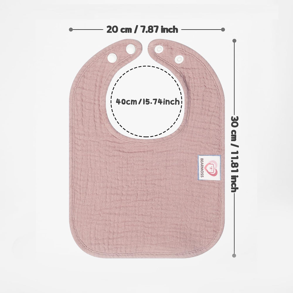Bearmoss muslin baby bibs machine-washable design for easy cleanup.