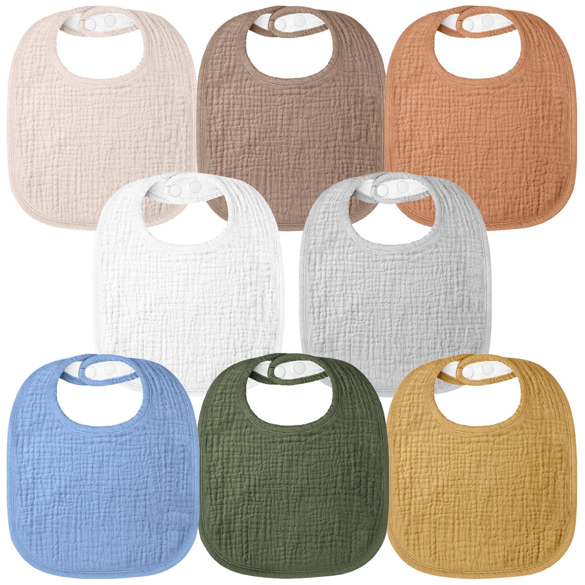 Bearmoss muslin baby bibs pack close-up showing soft cotton and absorbency for drool.