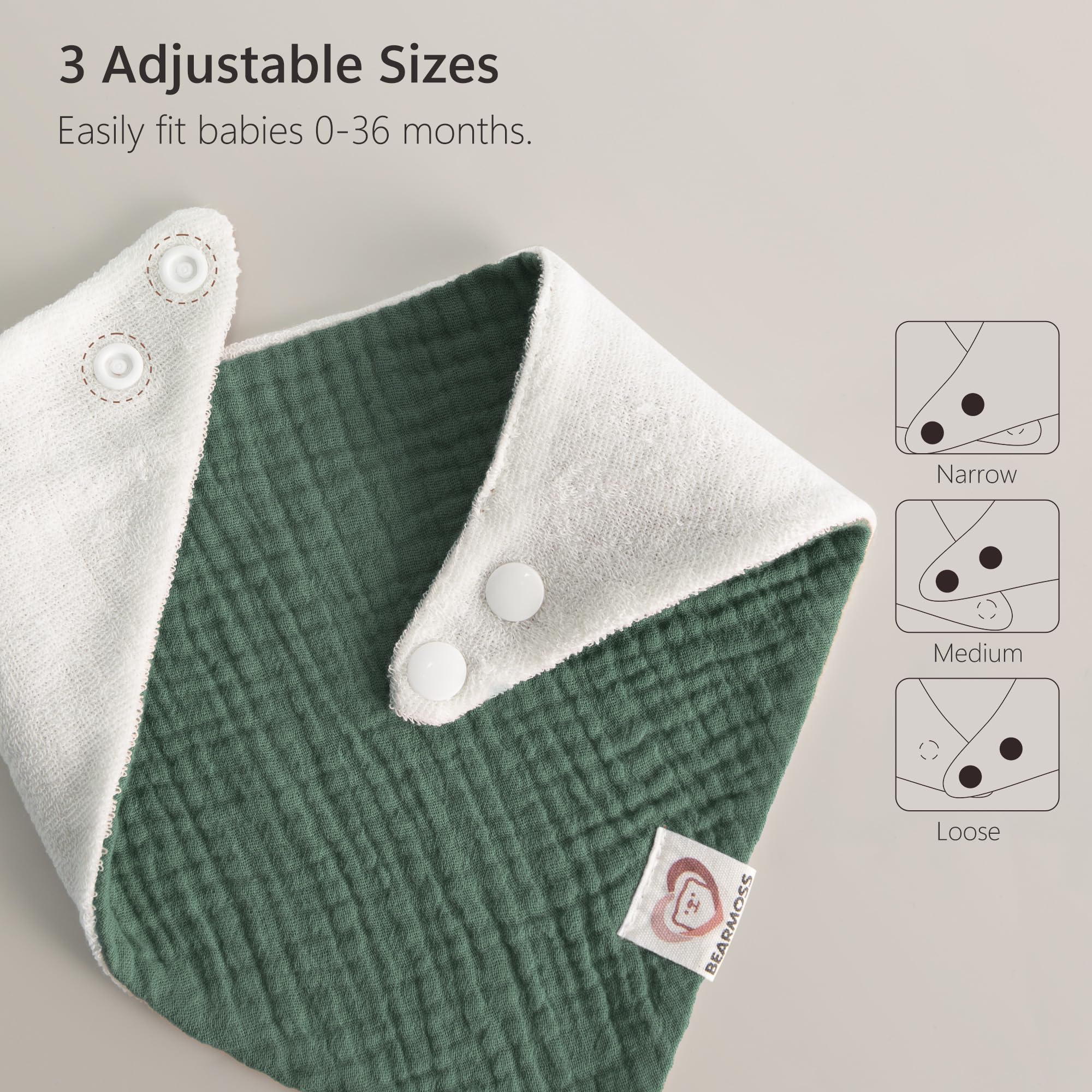 Bearmoss gift set—8-pack muslin bibs ideal for newborns and new parents.