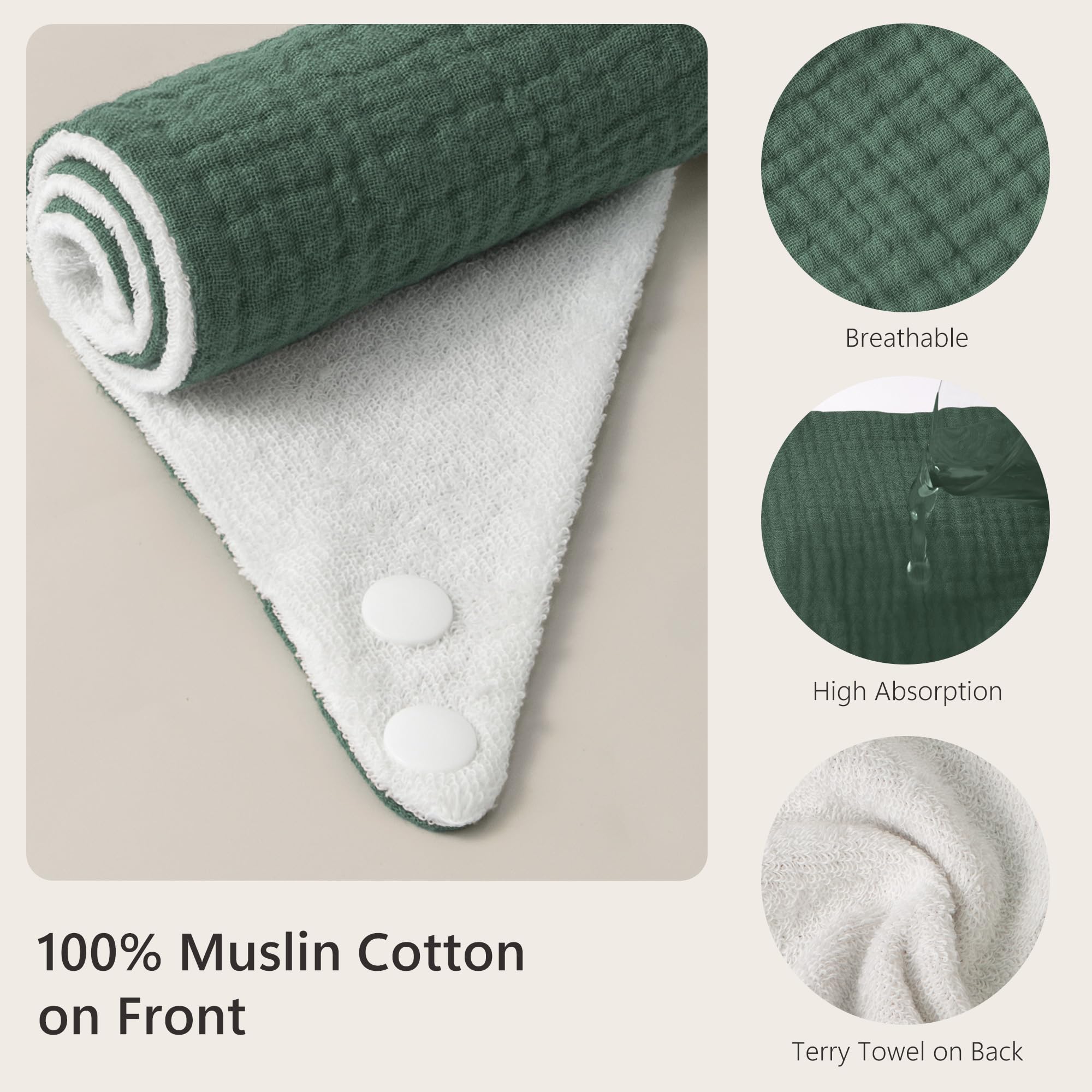 Bearmoss muslin bib close-up—absorbent fabric and gentle touch for teething babies.