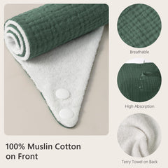 Bearmoss muslin bib close-up—absorbent fabric and gentle touch for teething babies.