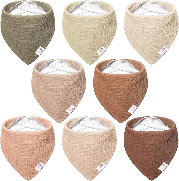 Bearmoss Muslin Baby Bibs close-up shows soft cotton texture for gentle baby skin