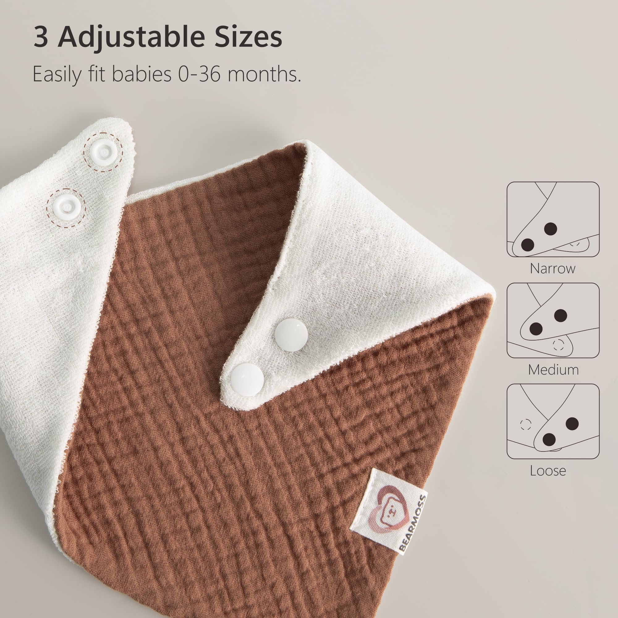 Bearmoss bibs are machine washable for easy care and quick dry times