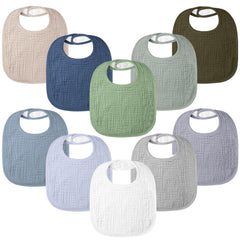 Bearmoss muslin bibs in soft 100% cotton for everyday comfort.