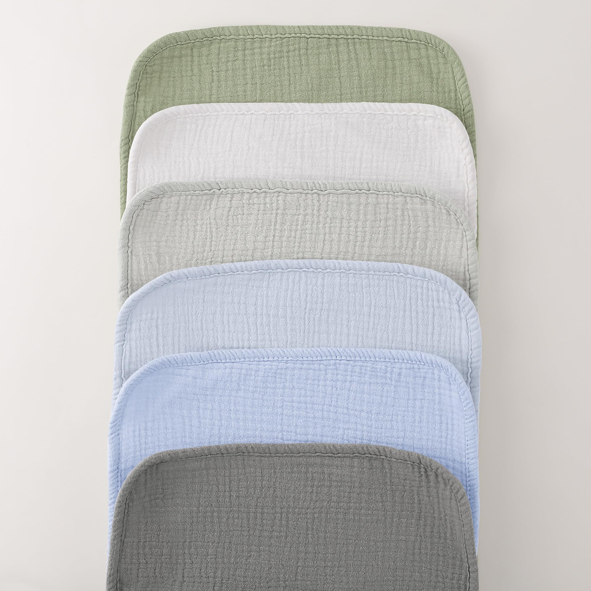 Bearmoss muslin burp cloths 20x10 inches for generous burp coverage.