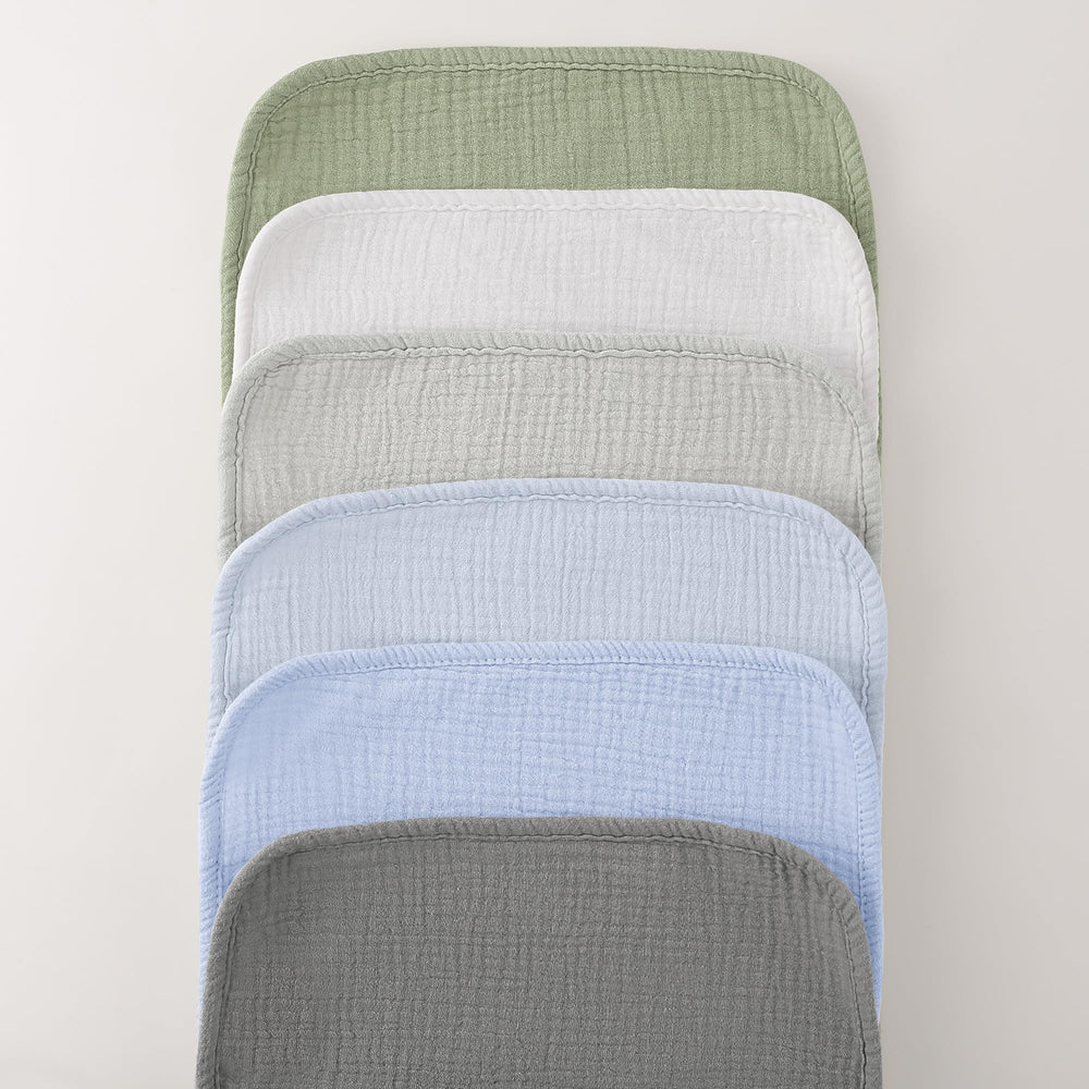 Bearmoss muslin burp cloths 20x10 inches for generous burp coverage.