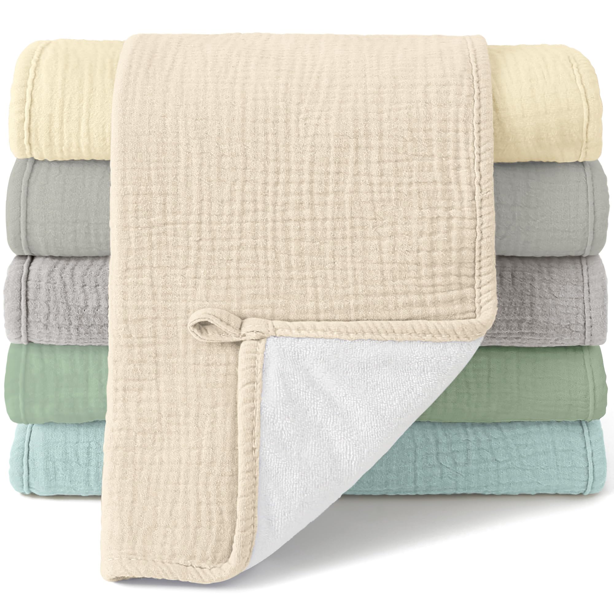 Bearmoss muslin burp cloths front view showing soft breathable fabric with absorbent front