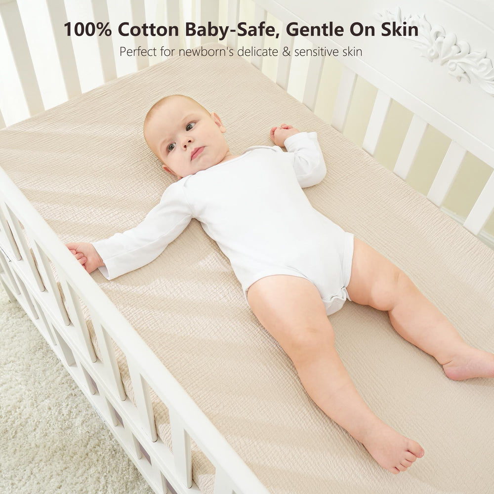 Bearmoss crib sheets closeup fabric weave highlights gentle touch and quality construction