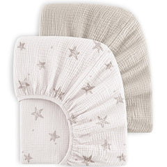 Bearmoss muslin crib sheets close-up fabric texture showing softness and breathability for baby comfort