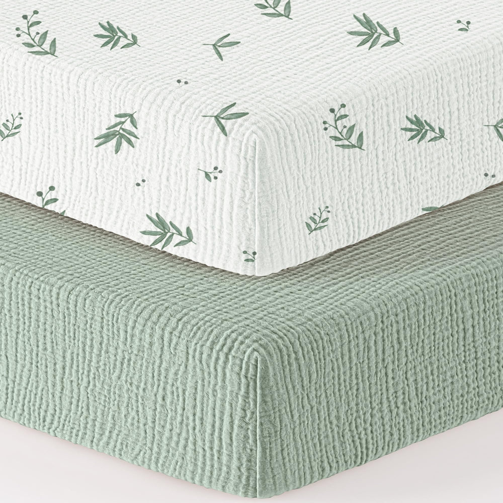 Bearmoss muslin crib sheets gift-ready presentation idea.