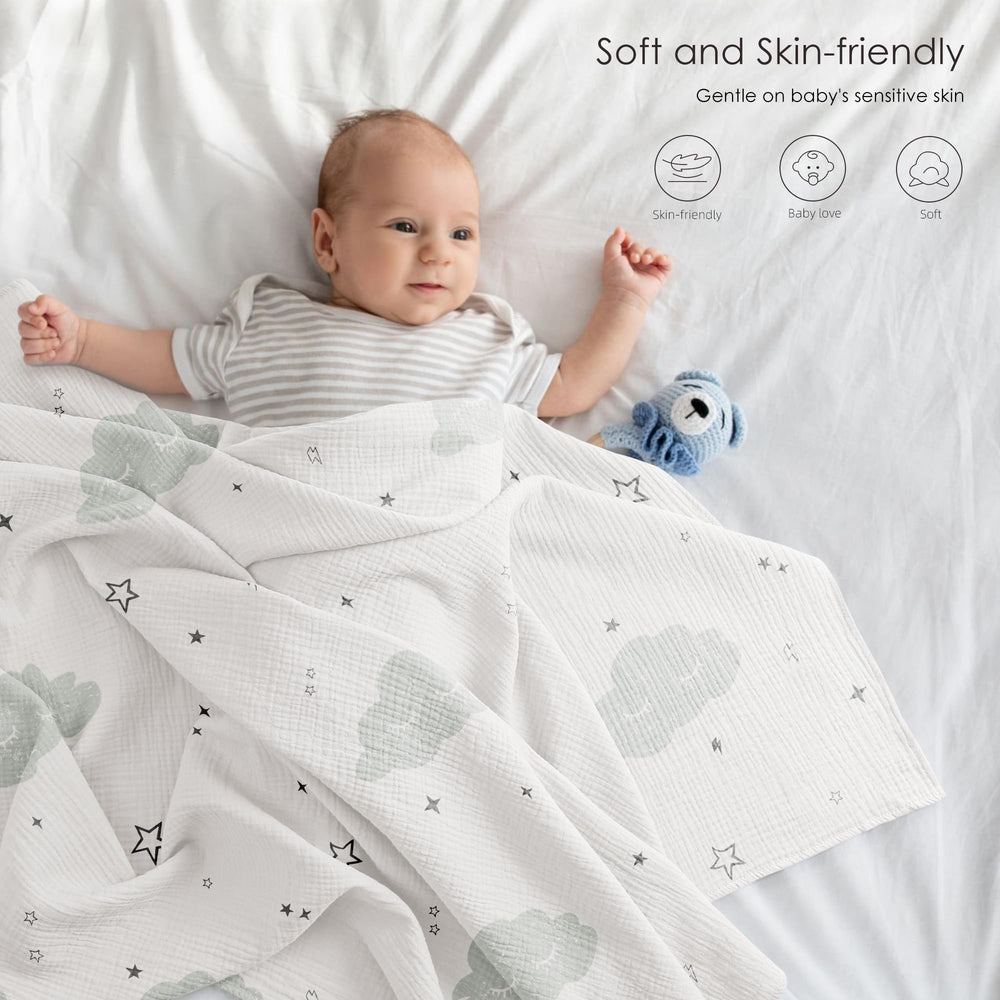 Bearmoss muslin swaddle blankets 40x38 wrap enables secure swaddling