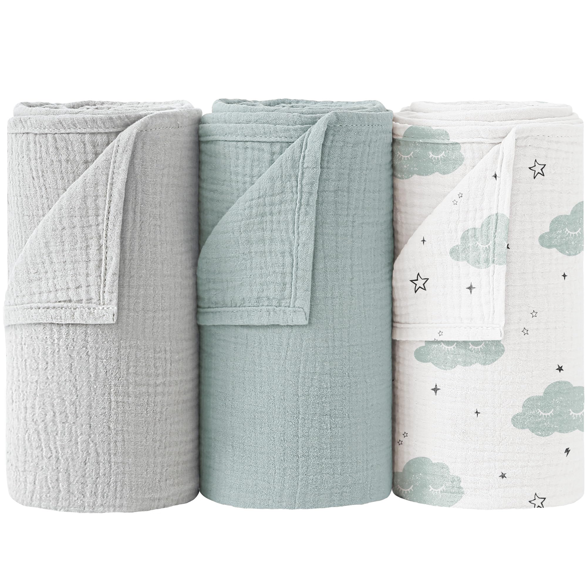 Bearmoss muslin swaddle blankets cloud pack for breathable, cozy sleep