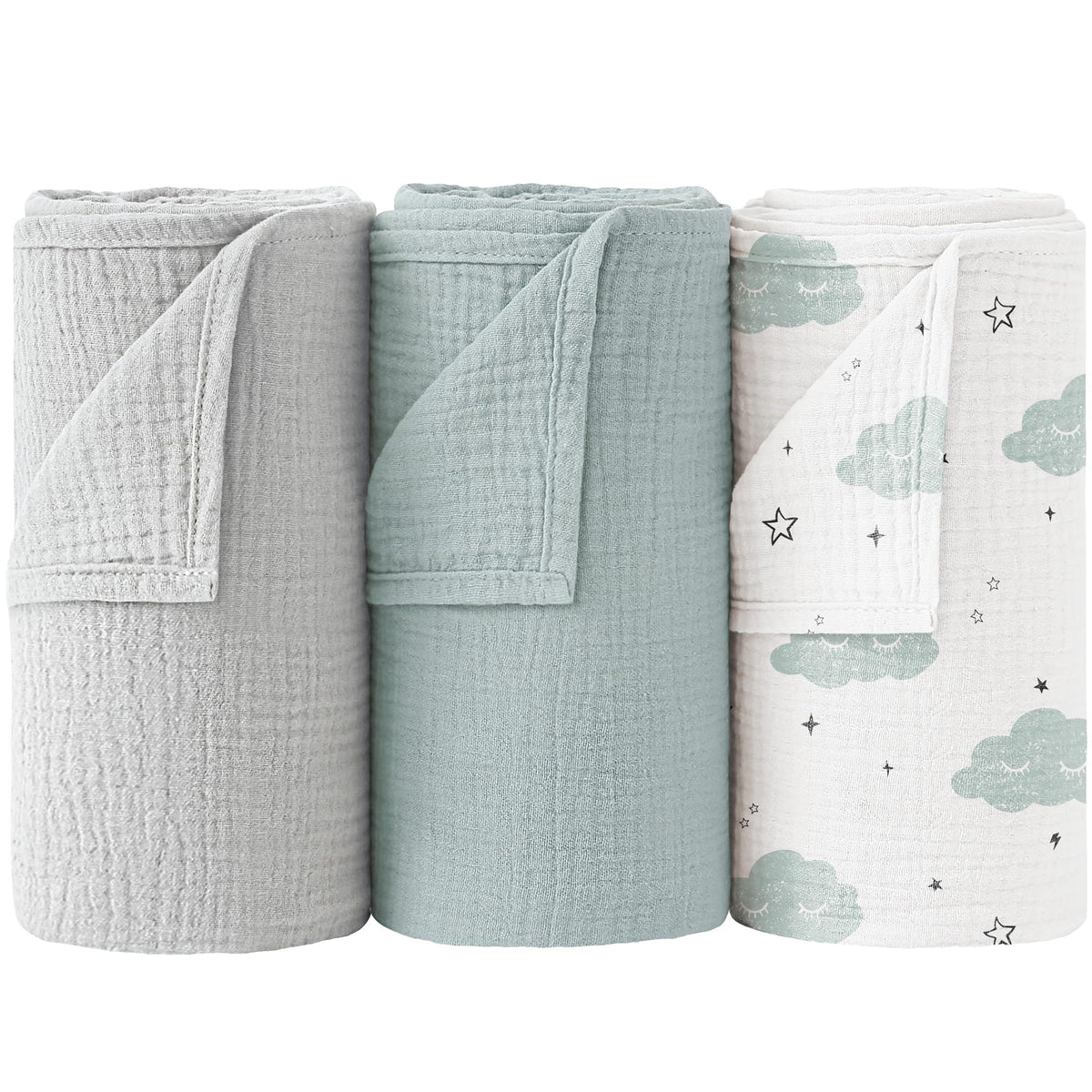 Bearmoss muslin swaddle blankets cloud pack for breathable, cozy sleep