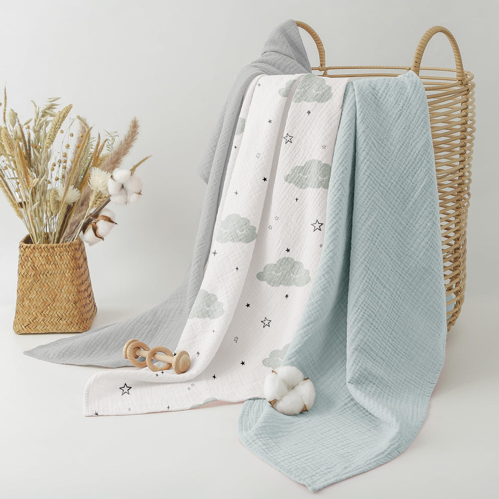 Bearmoss muslin swaddle blankets machine washable, retains softness