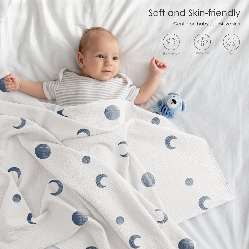Bearmoss Muslin Swaddle Bluemoon 40x38 size for easy secure wrapping