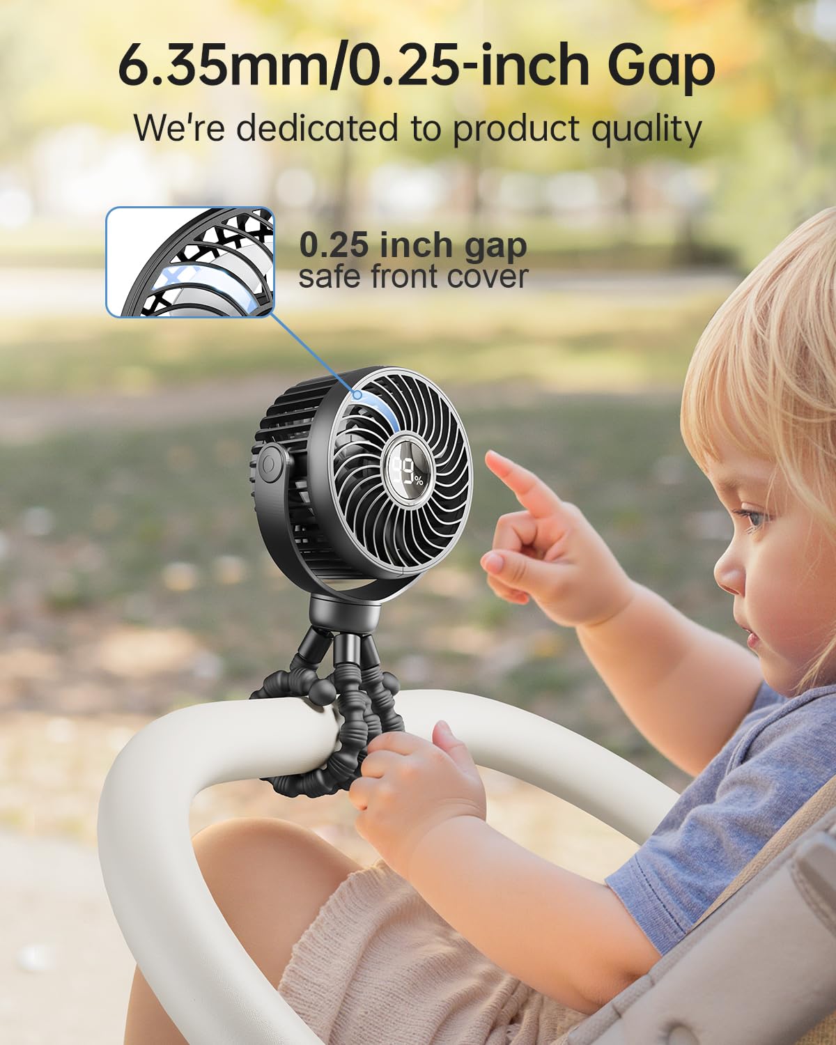 Bearwind Mini fan with 4-speed settings for gentle sleep and cooling on the go