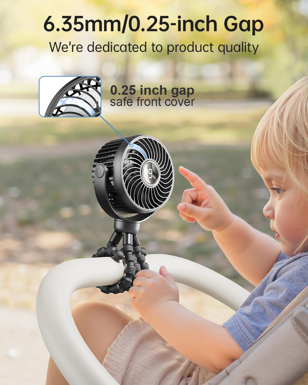 Bearwind Mini fan with 4-speed settings for gentle sleep and cooling on the go
