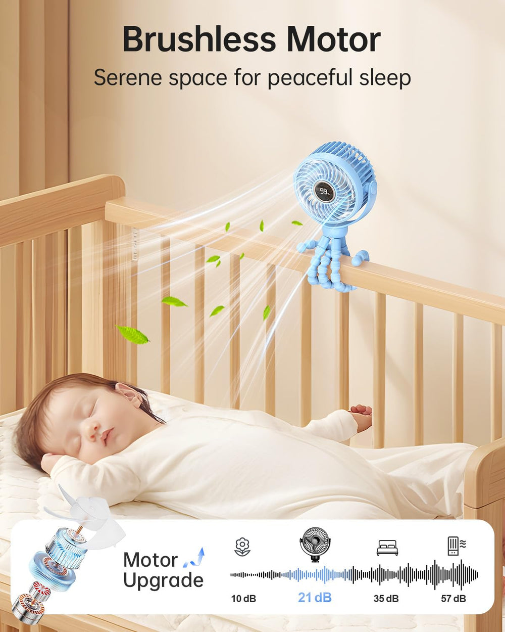 Bearwind stroller clip-on design keeps airflow within reach during walks or travel.