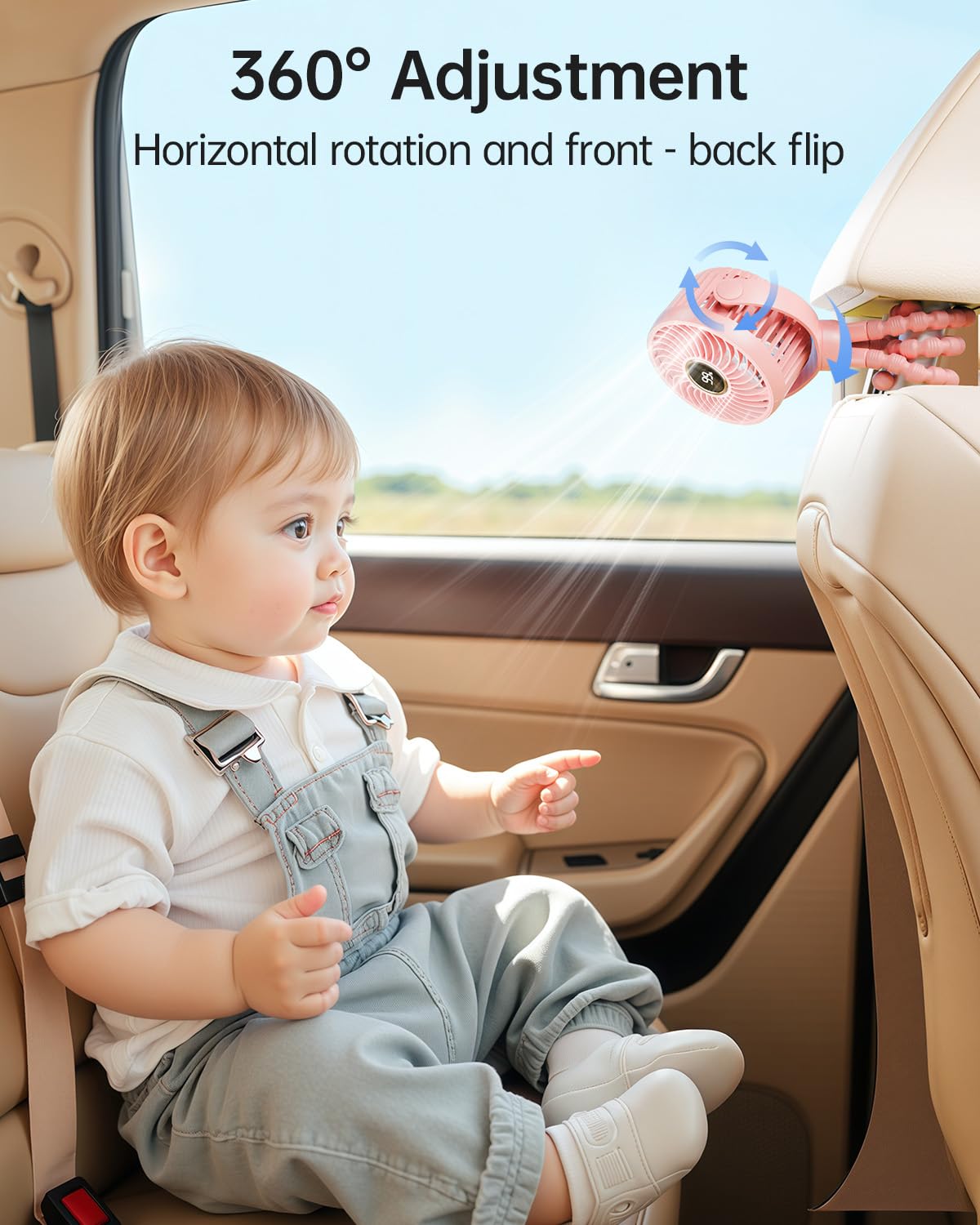 Bearwind Mini Portable Stroller Fan LED night light provides soft illumination for late checks.