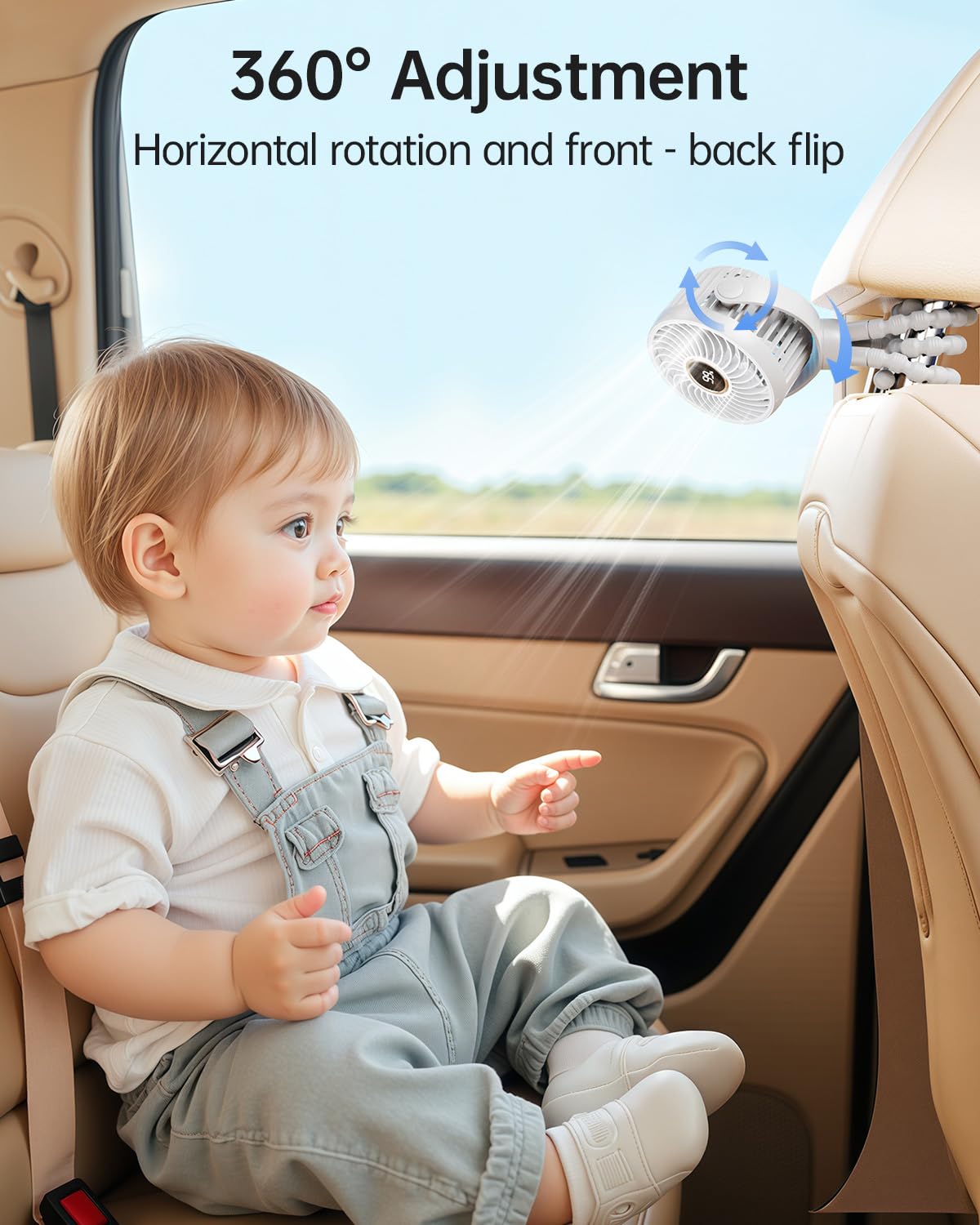 Bearwind mini fan battery display shows charge at a glance for travel-friendly power management