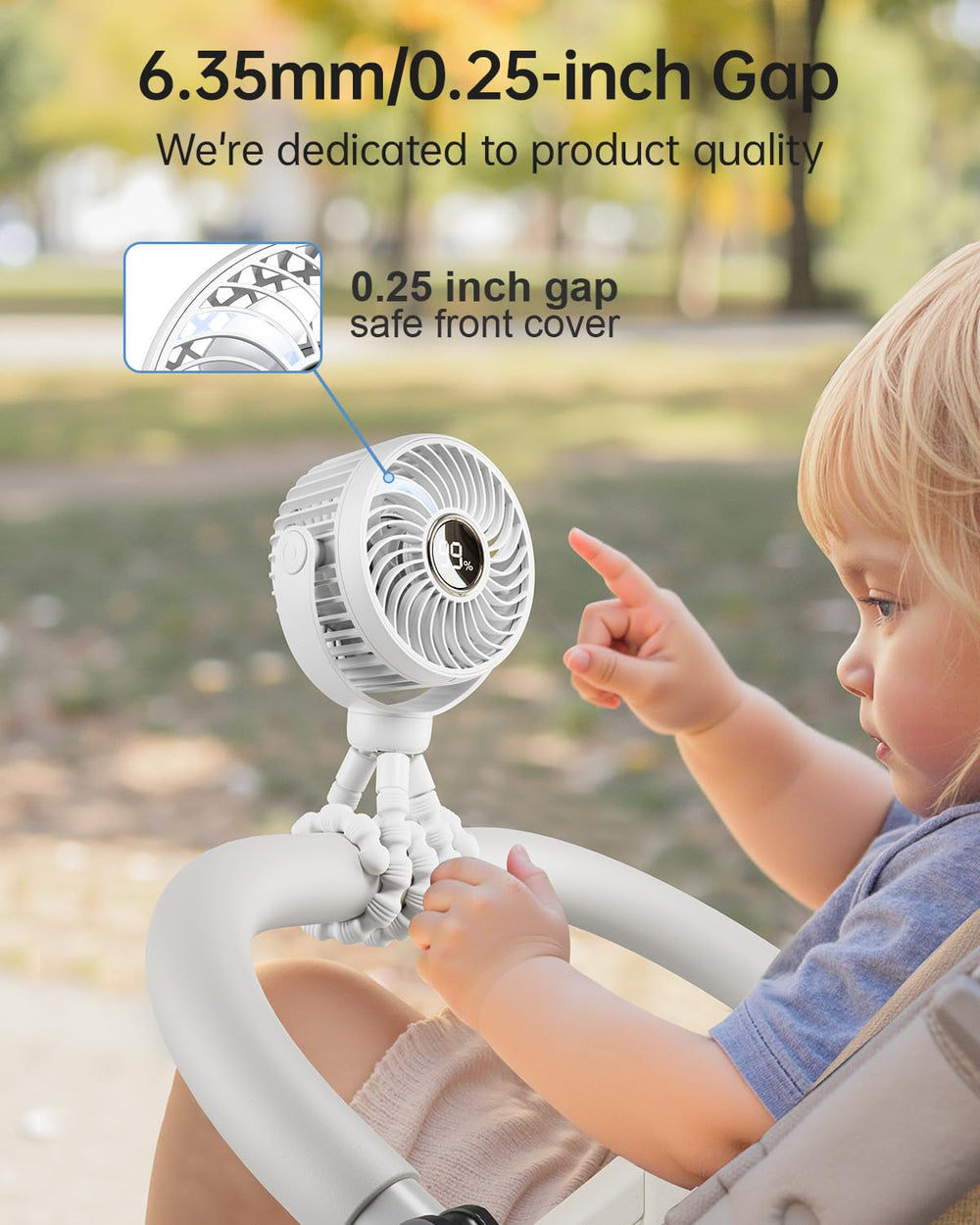Bearwind mini fan LED night light provides soft illumination for nighttime strolls