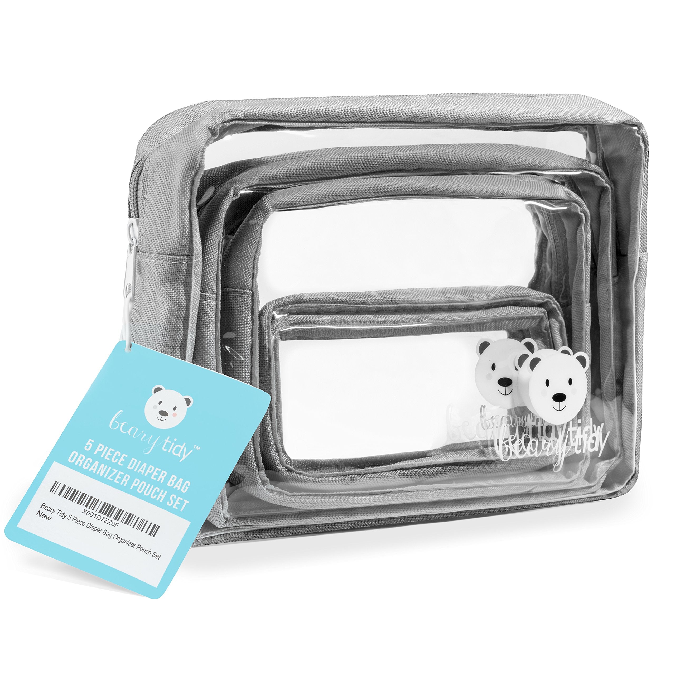 Beary Tidy nylon pouches with durable zippers for organized essentials