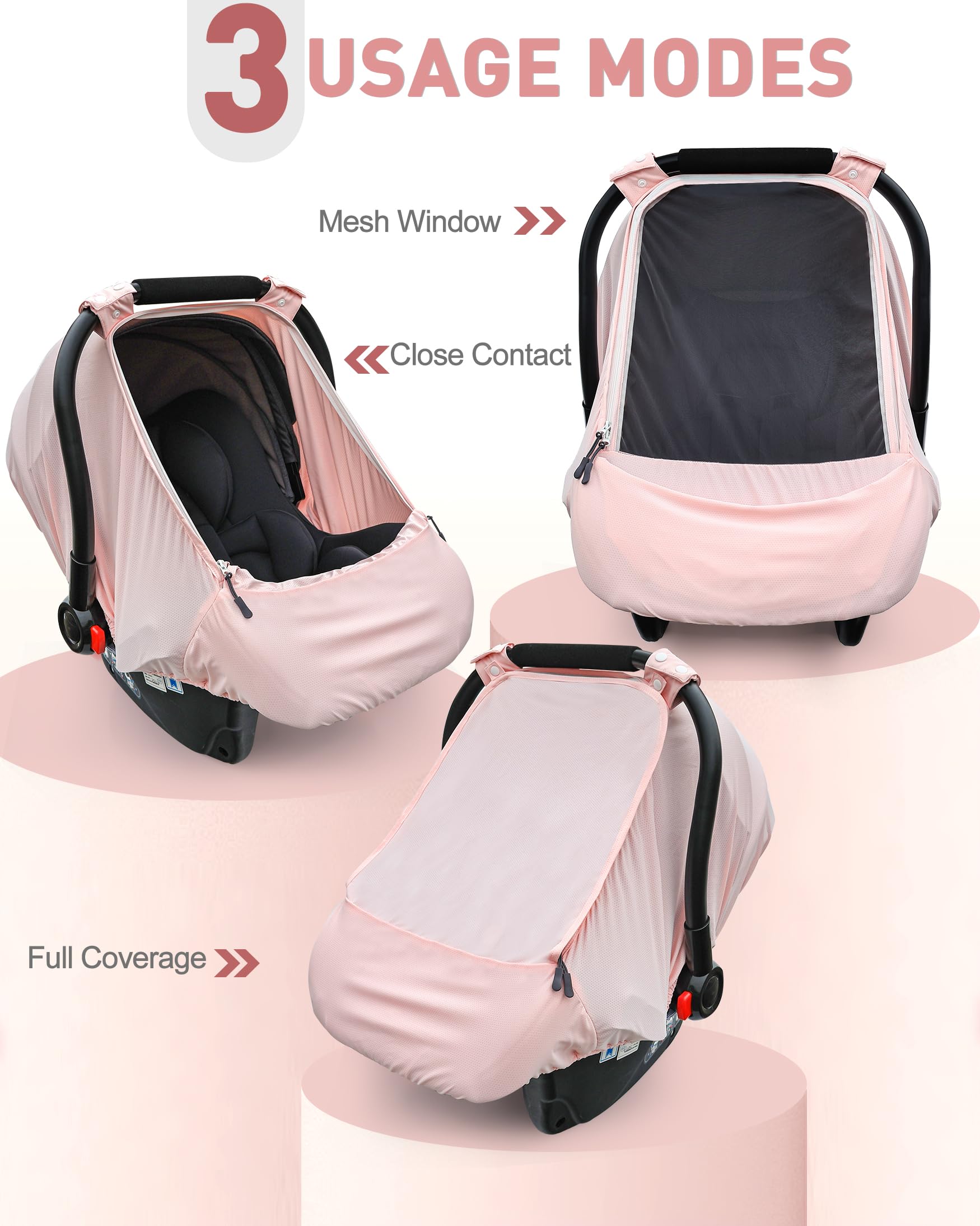 Beatoutou car seat canopy offers 360-degree coverage for privacy and naps.