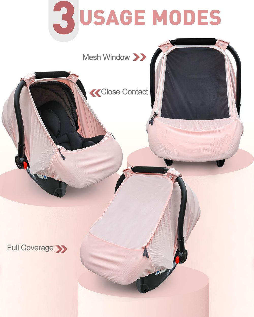 Beatoutou car seat canopy offers 360-degree coverage for privacy and naps.