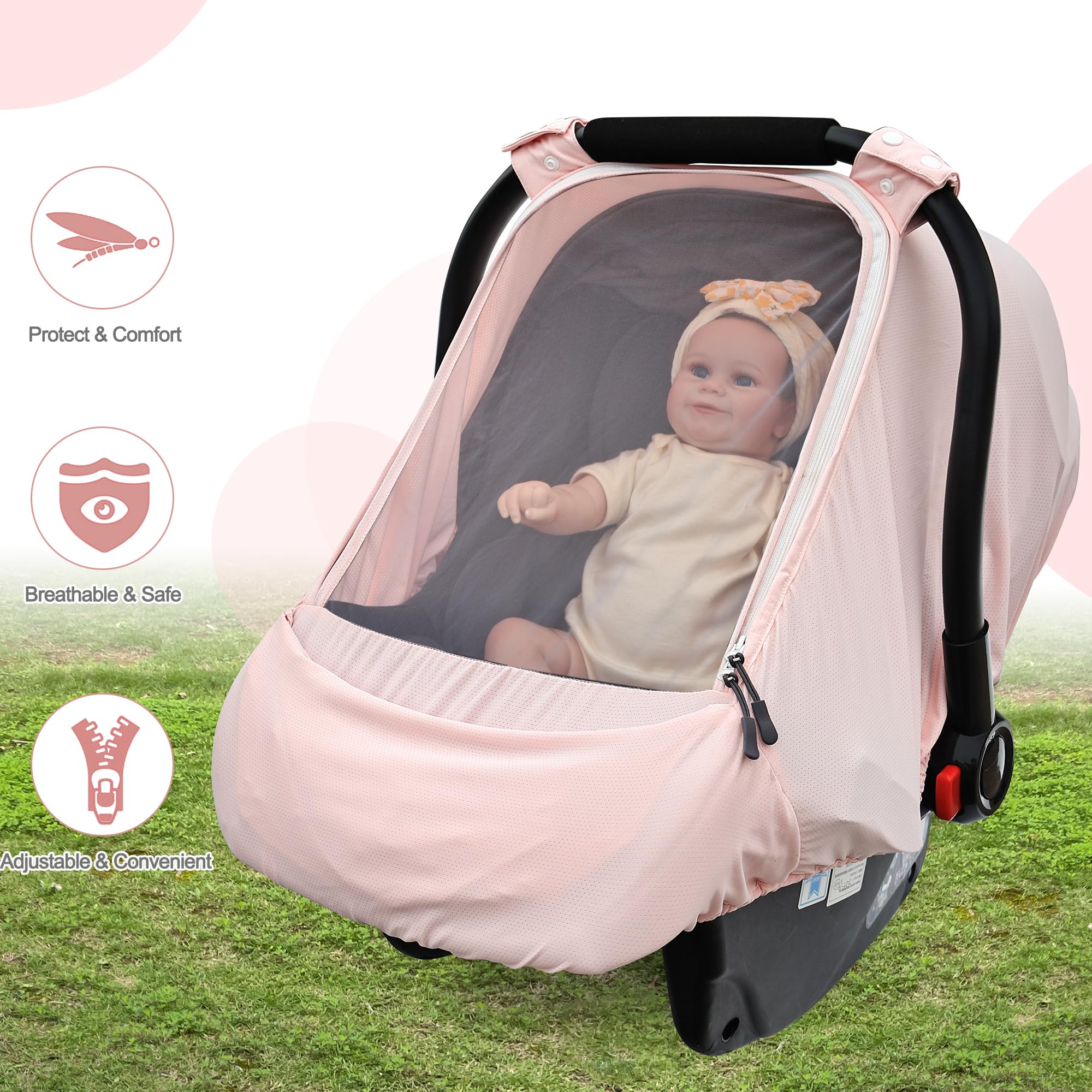 Beatoutou universal-fit cover fits most seats and strollers for versatility.
