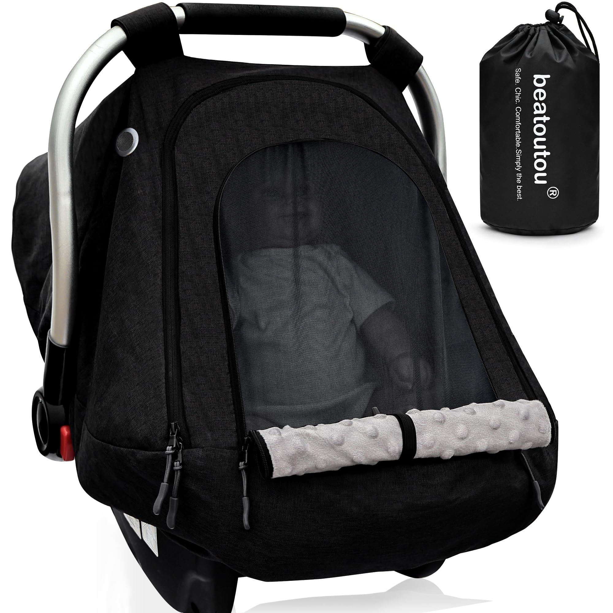 beatoutou baby car seat cover waterproof outer fabric keeps baby dry on outings