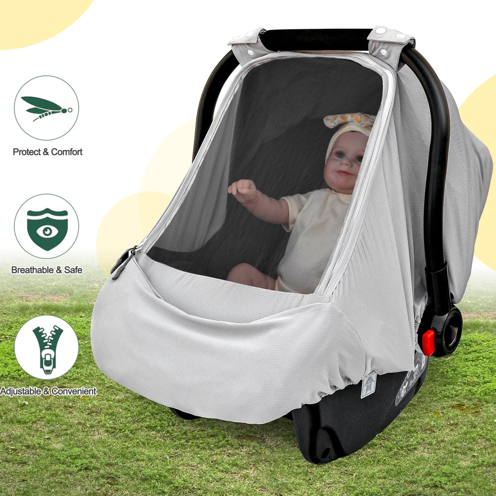 Beatoutou Doona stroller-compatible cover offers shade on walks.