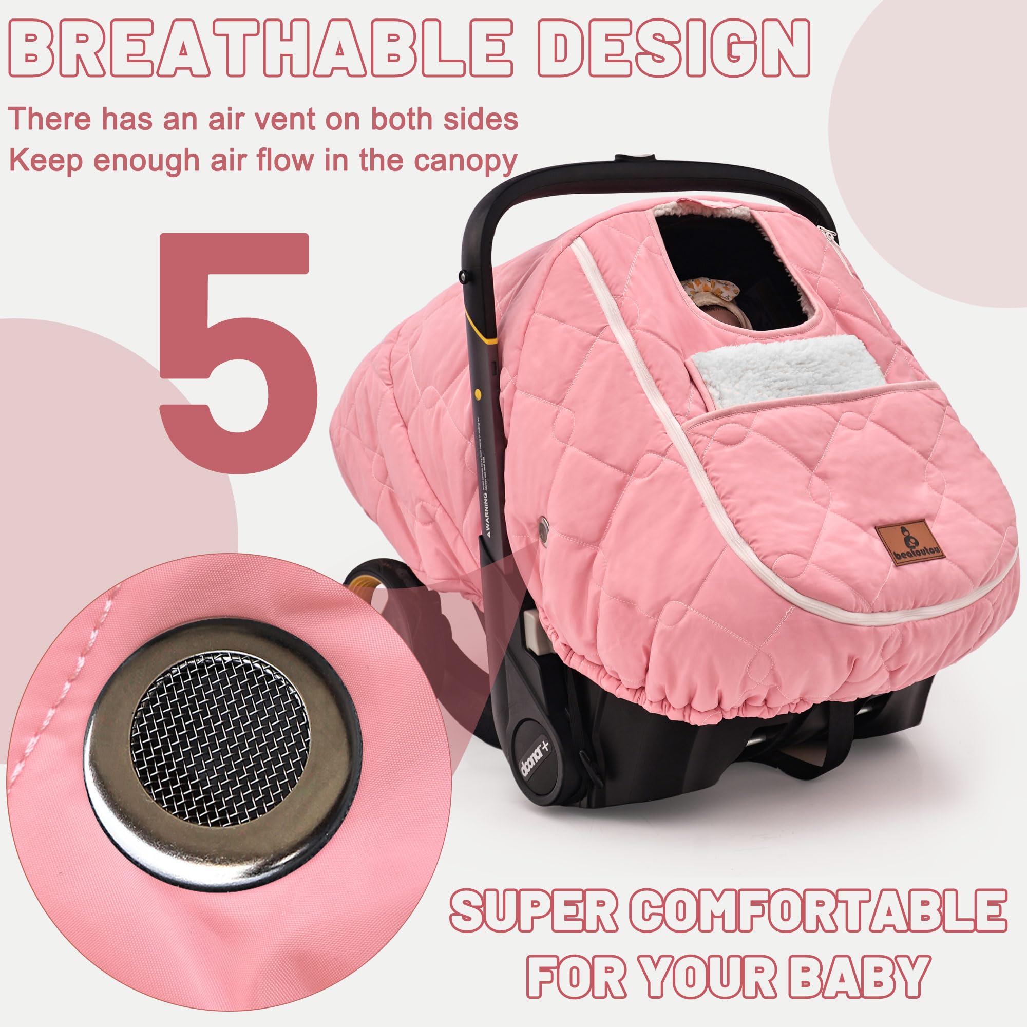 BeatOutou elastic-bottom design keeps cover snug over stroller seats.