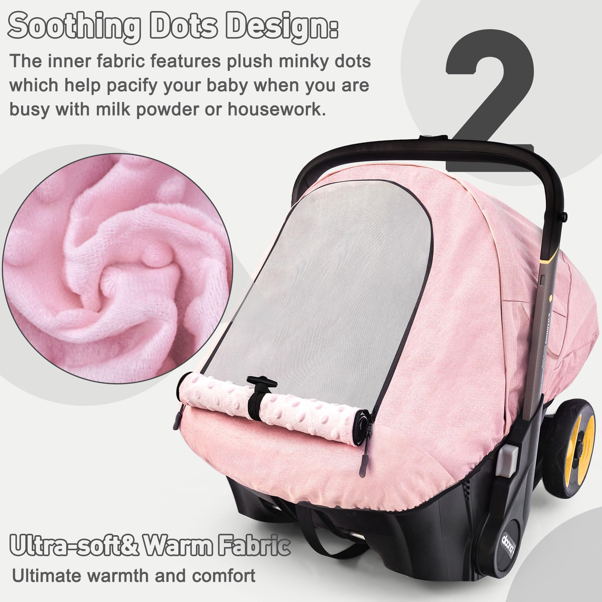 Beatoutou inner Minky dot fabric closeup shows soft, skin-friendly touch.