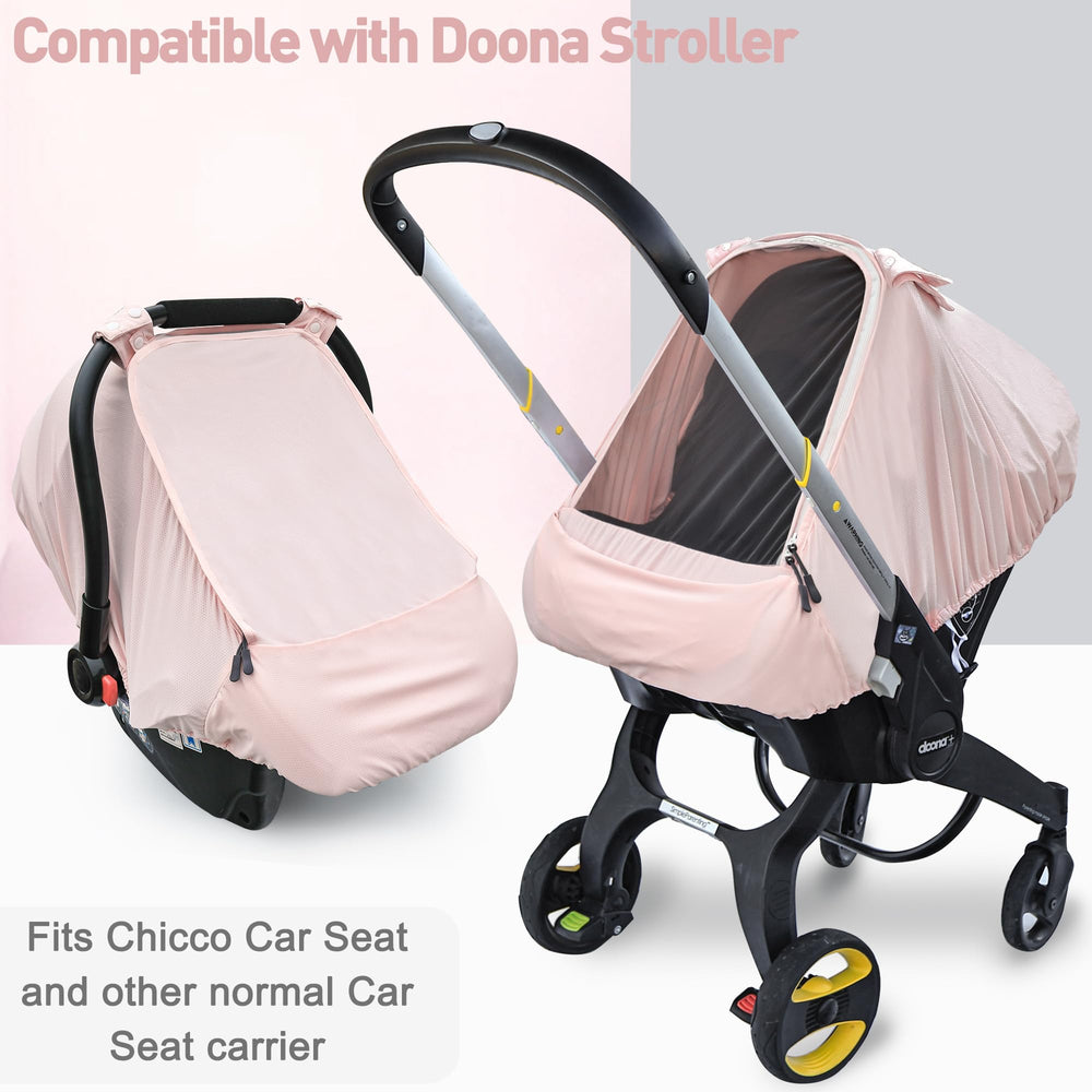 Beatoutou pink infant cover comes in satin gift bag for new moms.