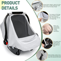 Beatoutou universal-fit canopy for car seats and strollers provides shade on outings.