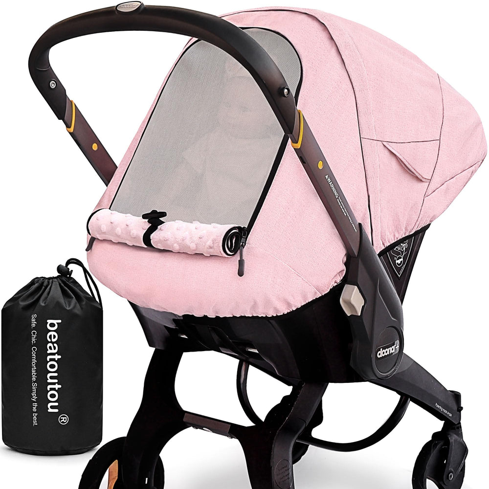 Beatoutou waterproof baby car seat cover with Doona fit shields from rain during outings.