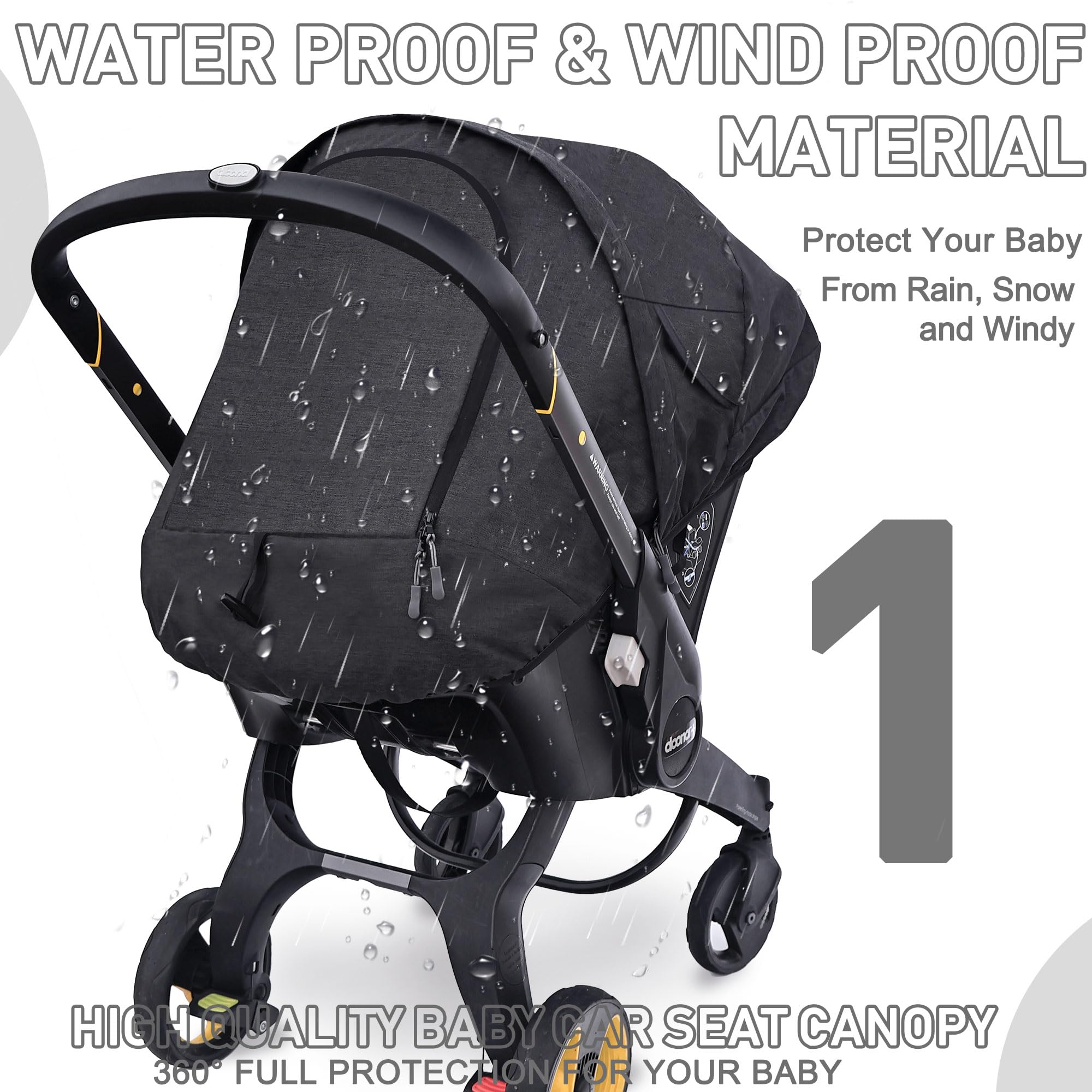beatoutou windproof car seat canopy provides breathable protection for windy days.