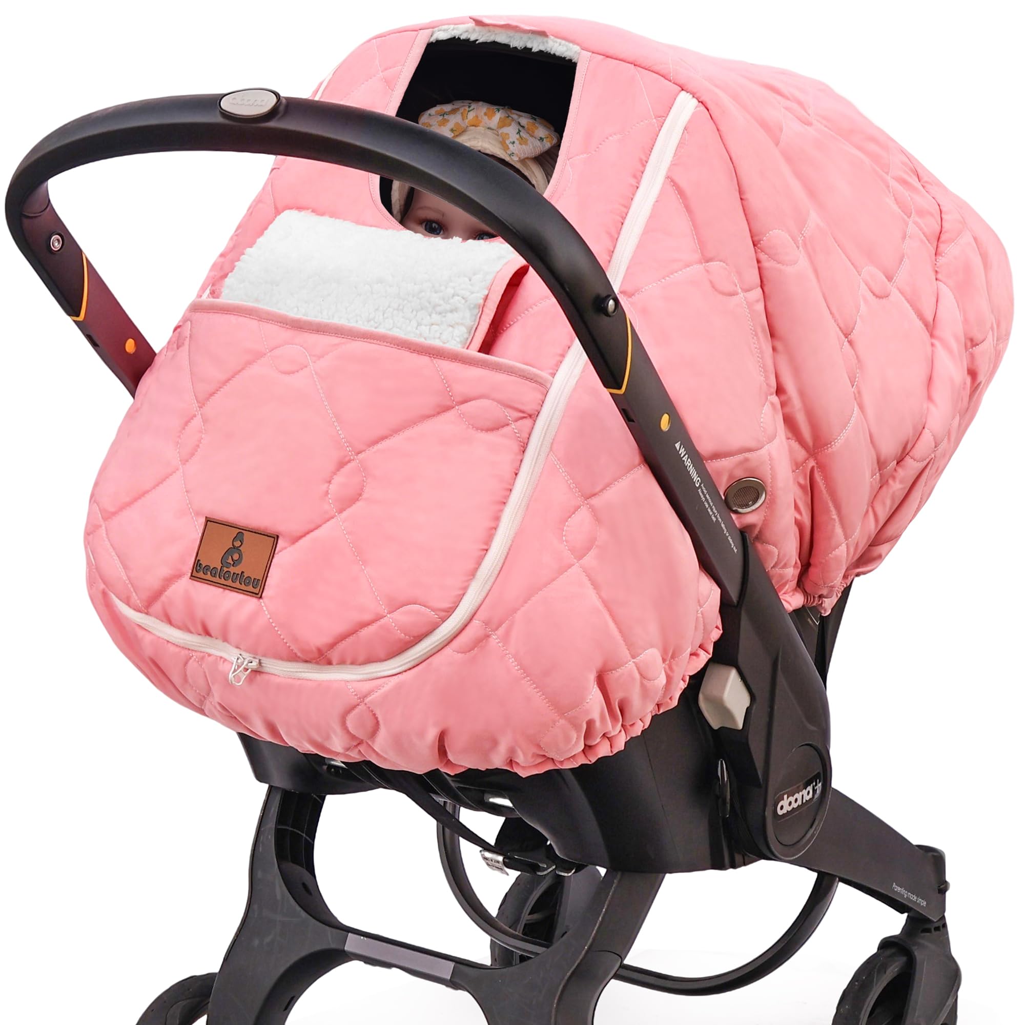 BeatOutou winter car seat cover outer fabric keeps baby warm on cold rides.