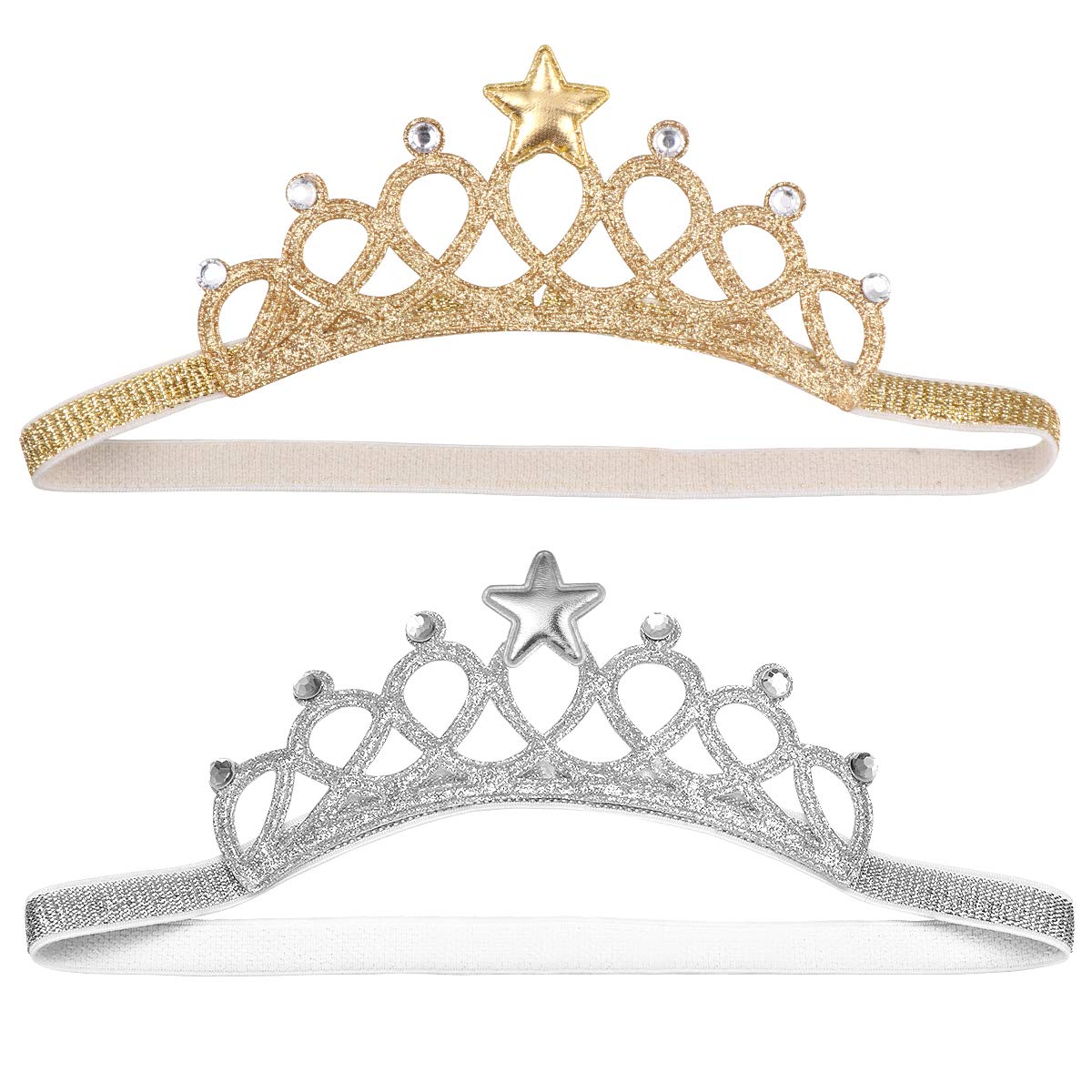 Beaupretty baby girls crystal crown gold shines for birthday photography