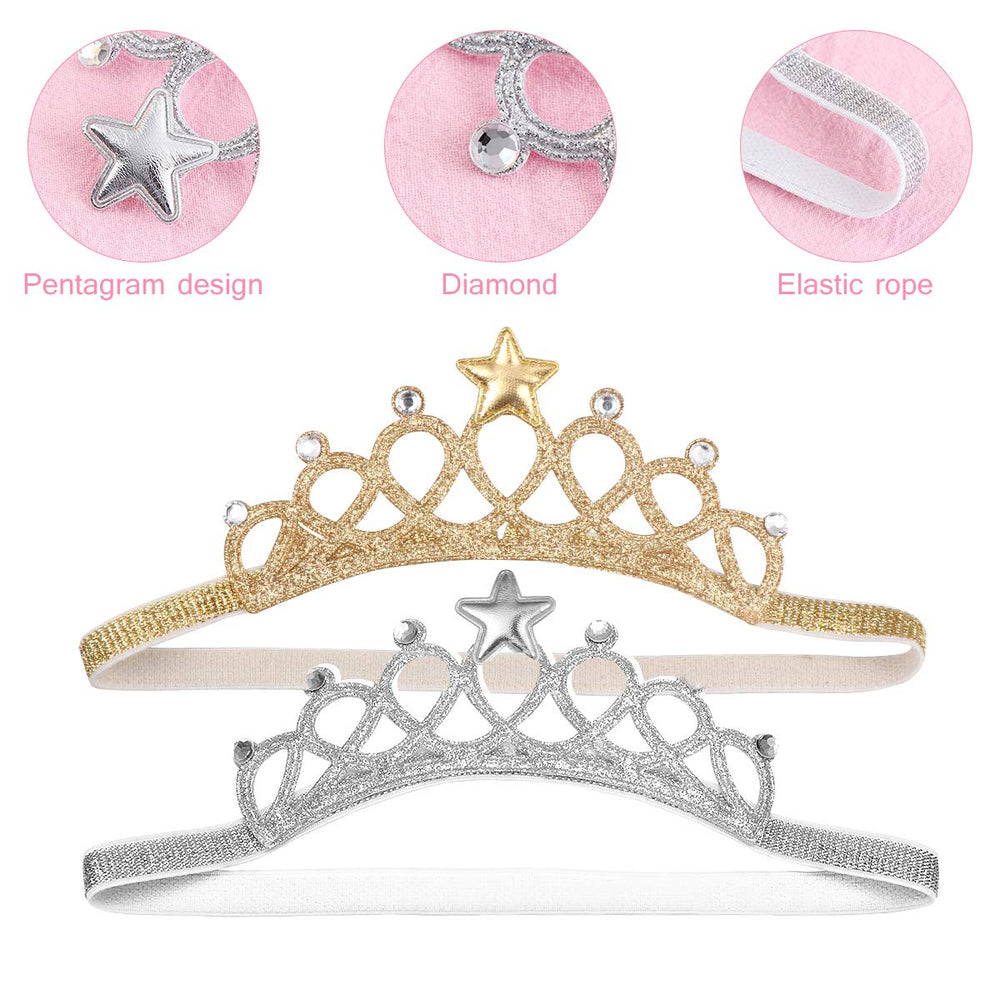Beaupretty baby girls crystal crown silver adds sparkle for family photos