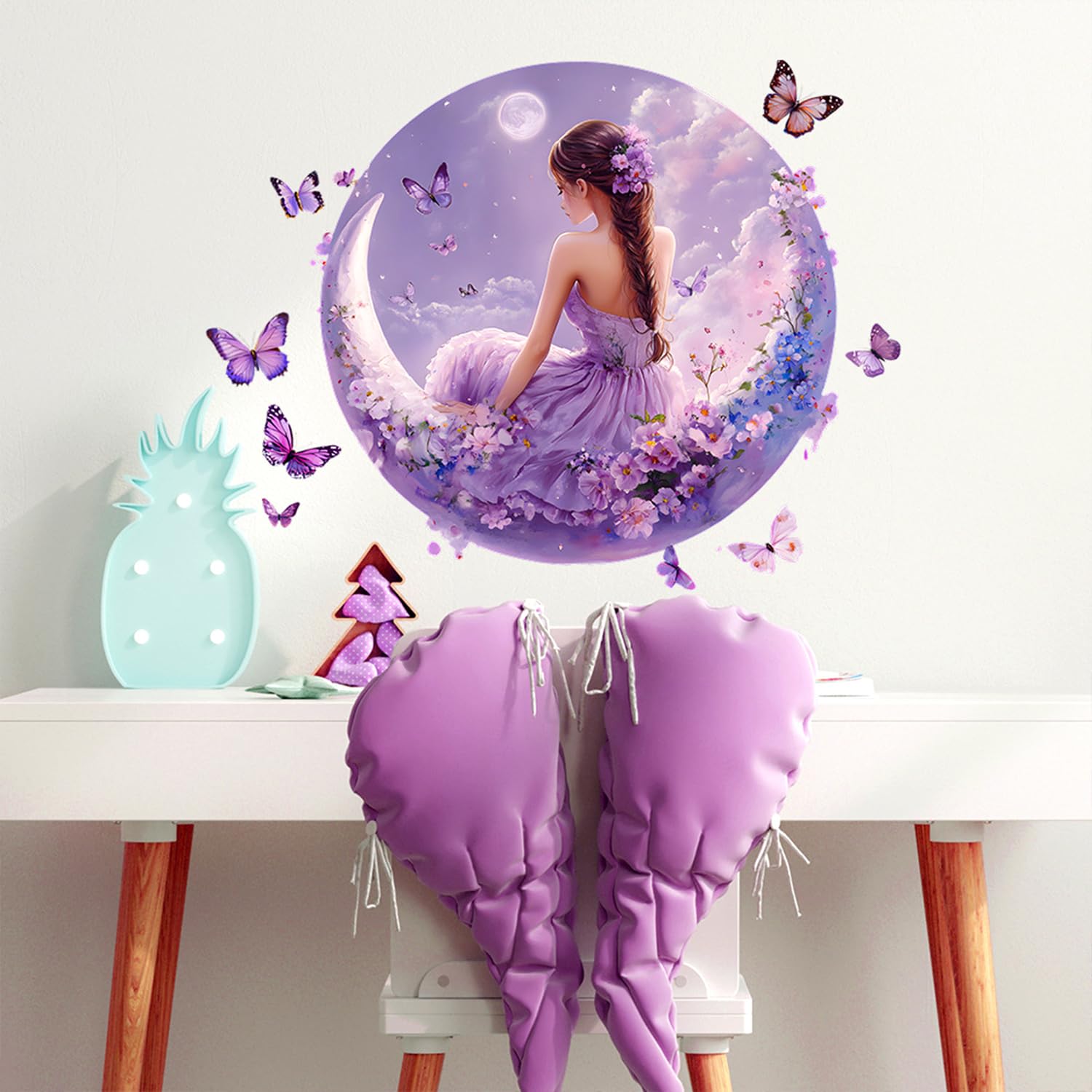 Beautiful Girls Wall Decal butterfly pattern adds cheerful charm to living rooms.