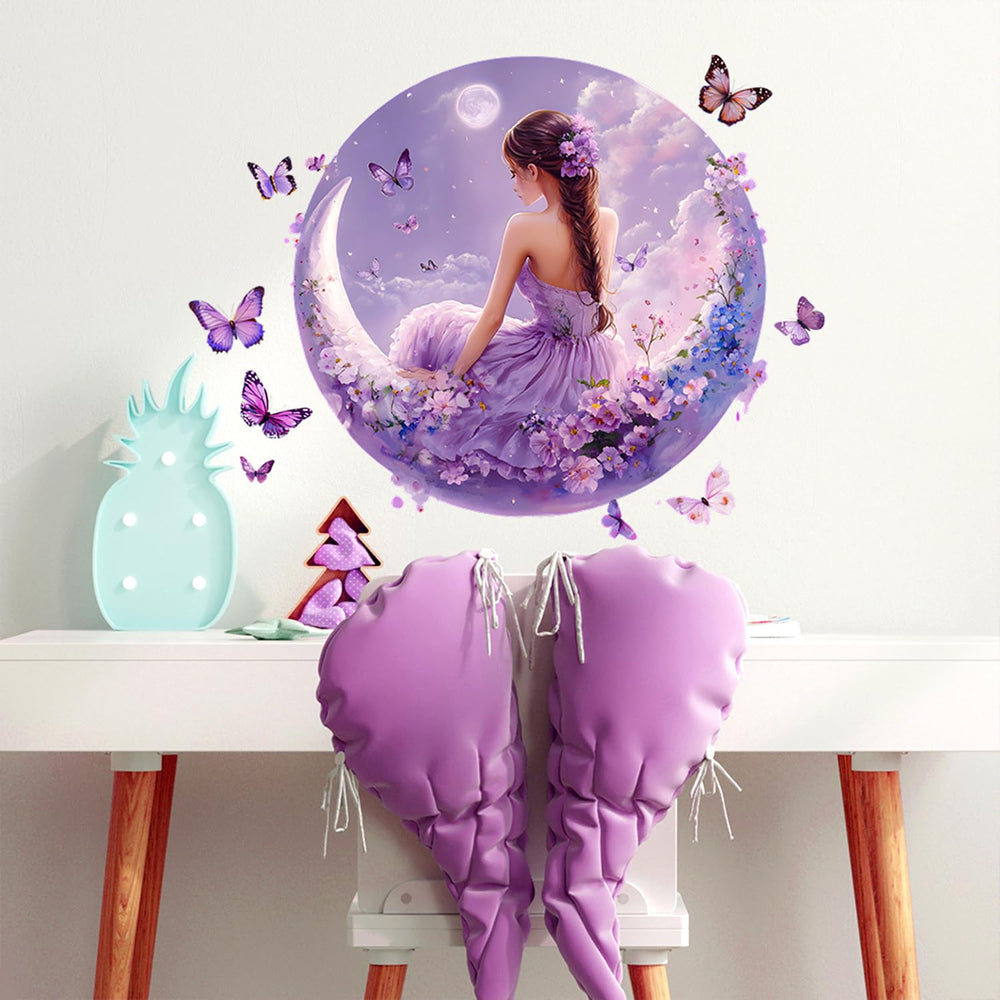 Beautiful Girls Wall Decal butterfly pattern adds cheerful charm to living rooms.