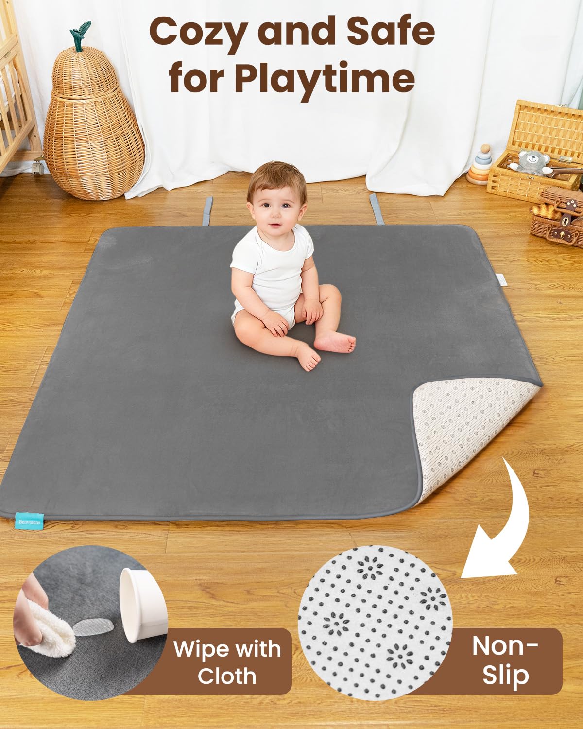 Beavtaens anti-slip bottom with dots ensures stable play on smooth floors during active sessions