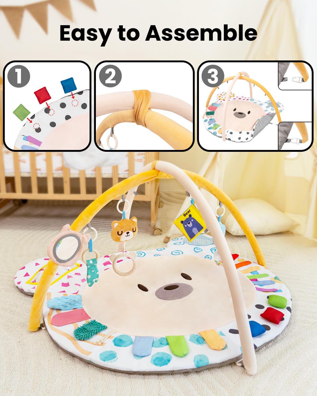 Beavtaens detachable sensory toys for reaching and grasping during floor play