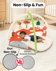 Beavtaens baby play gym mushroom toy rattle promotes grasping and auditory exploration